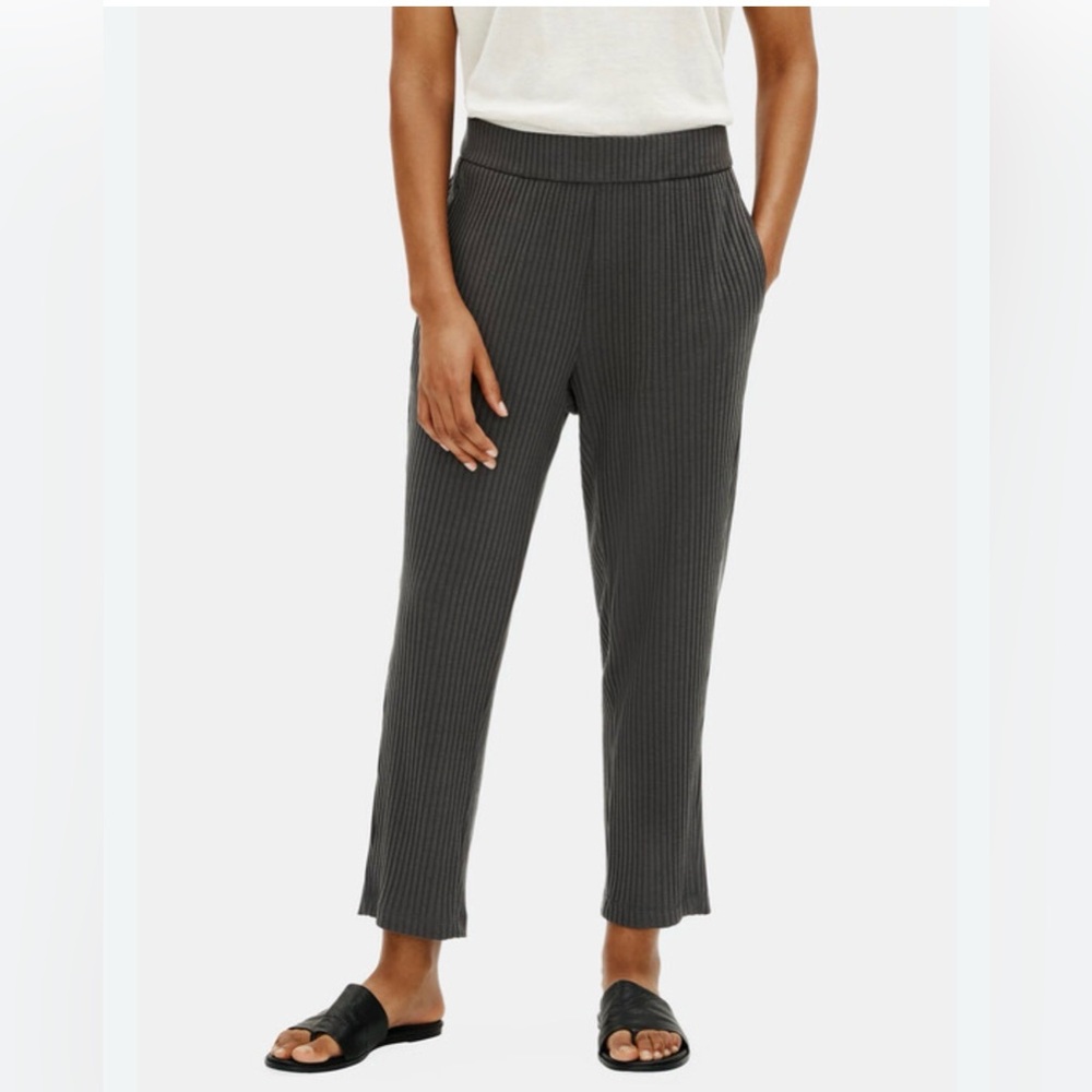 Eileen Fisher Textured Stretch Rib Tapered Ankle Size SPetite